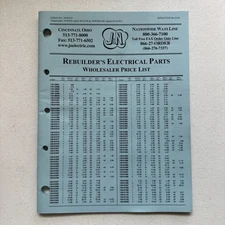 J&N Auto Electric Inc. 2001 Rebuilders, Electrical Parts Wholesaler Price List