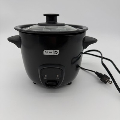 Dash Mini Rice Cooker Black 2 Cup Compact Cooker One-Touch Keep Warm