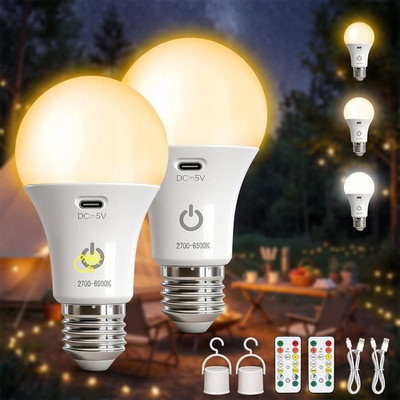 Kambo E27 LED Aufladbare Glühbirne Mit Batterie, Wiederaufladbarer Akku Mit Fern