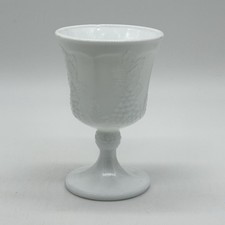 Vintage Colony / Indiana Glass Harvest Grape Milk Glass Footed Water Goblet
