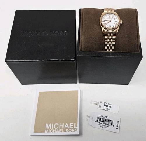 Orologio Michael Kors Lexington MK3230 Donna Acciaio Oro Rosa Giappone FUNZIONANTE