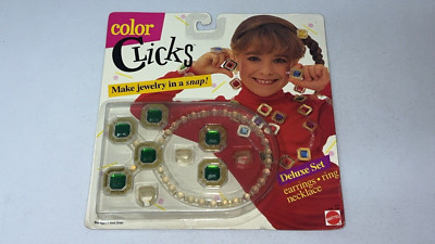 1986 Mattel Color Clicks Jewelry Deluxe Set - Earrings, Ring, Necklace