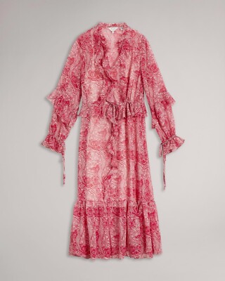 Ted Baker Alissia Ruffle Midi Dress Swifty Lover New $569