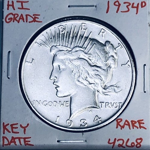 1934 D PEACE SILVER DOLLAR HI GRADE GENUINE U.S. MINT RARE KEY COIN 4268