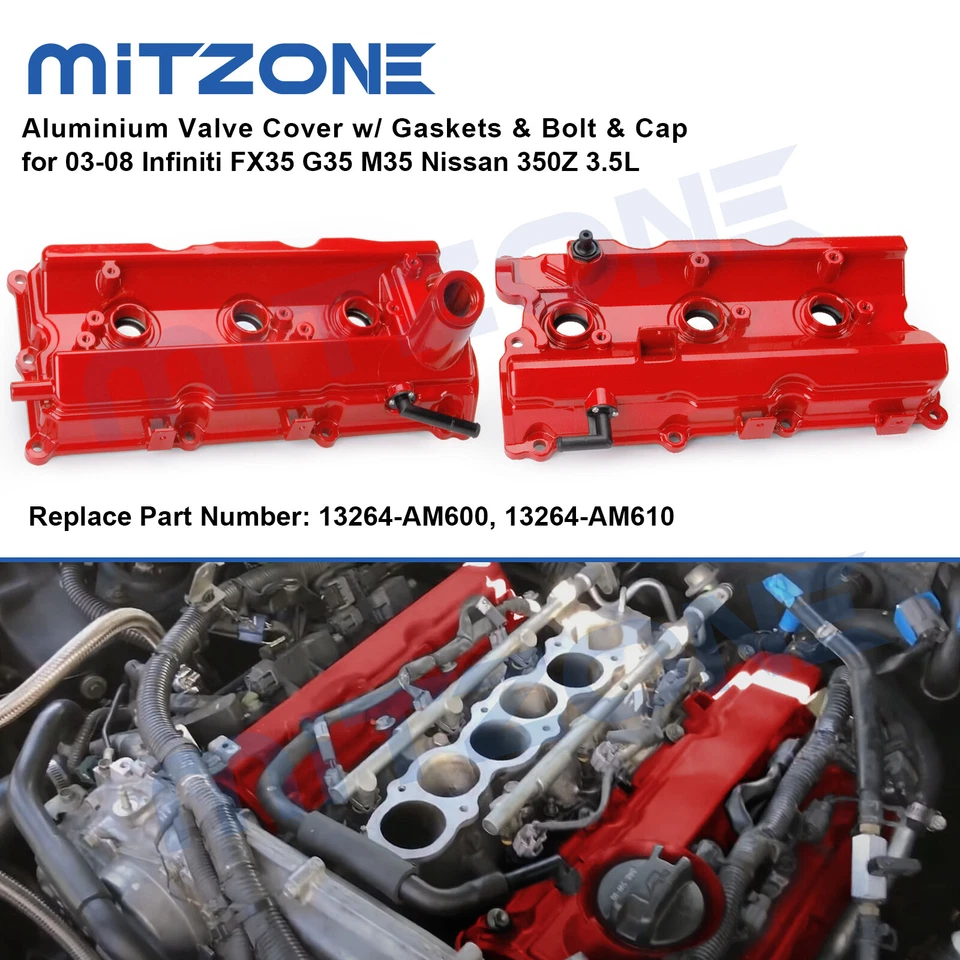2x Upgrade Aluminum Valve Cover Kit for 03-07 Infiniti FX35 G35 M35 Nissan 350Z - Image 2 of 4