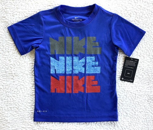 NIKE TEE Boys T-Shirt Blue Size 4 Dri-Fit NWT