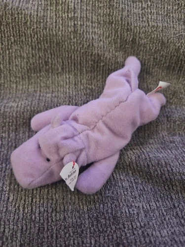 VINTAGE Ty Teenie Beanie Babies Collection 1993 Happy Plush Hippo Purple