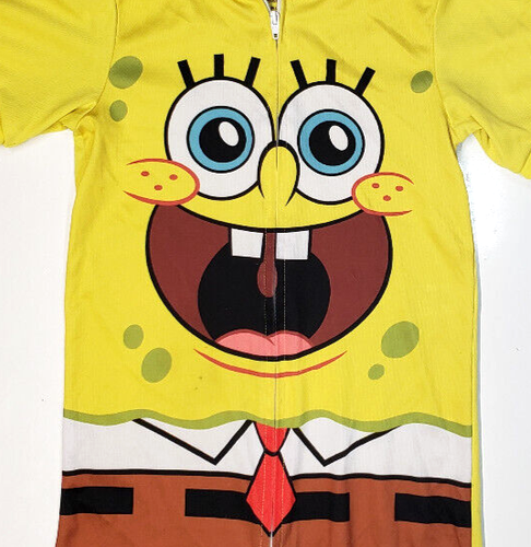 Spongebob Nickelodeon Boy / Girl Pajama Hooded Romper with front Zipper size XS - Picture 2 of 7