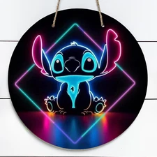 Neon Colored Stitch 10" Metal Indoor/Outdoor Round Sign