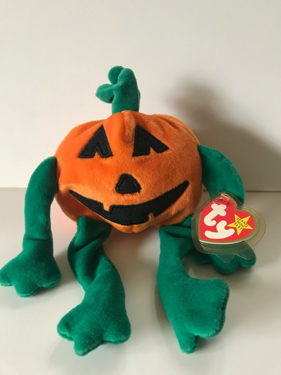 Retired 1998 Ty Beanie Baby PUMKIN the Halloween Pumpkin–Ships