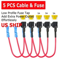 5 Pack Low-Profile Fuse Tap + 5A Blade Add-A-Circuit 5AMP Adapter 5 Amp 12V