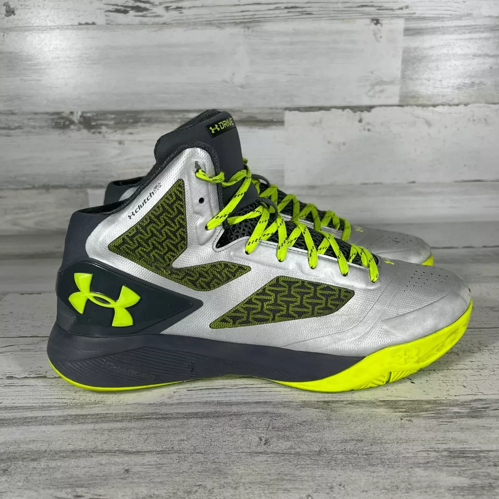Green and white deals under armour basketball shoes