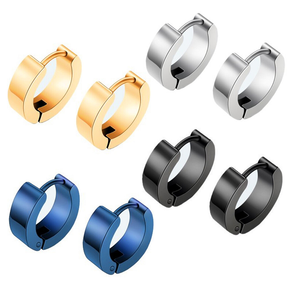 Hoop Earrings Huggie Cartilage Cuff Hypoallergenic Stainless Steel For Men Women-image