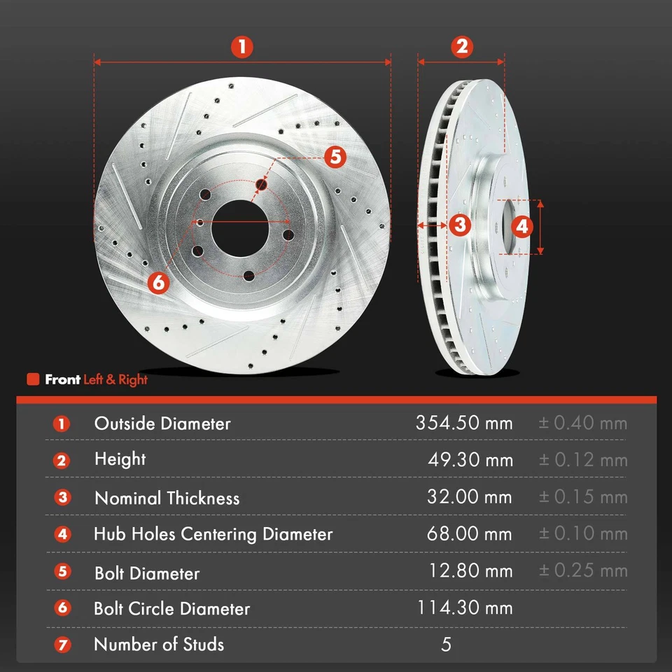 12x Rotores y pastillas de freno perforados laterales delanteros y traseros para INFINITI M37 Q50 Q60 Q70L Foto 2 de 4