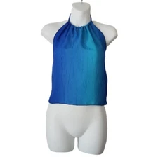 Rapz Women's Sz M Sheer Hulter Top Y2K Ombre Blue