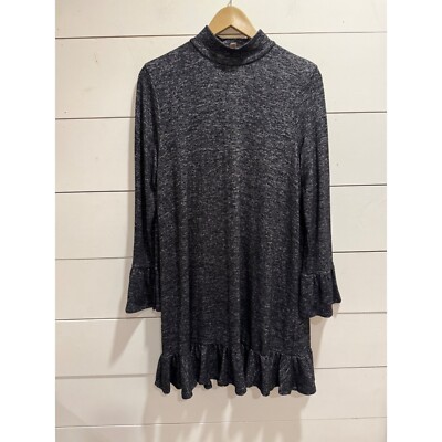 Philosophy Knit Dress Medium Heathered Black Ruffle Mock Neck | eBay