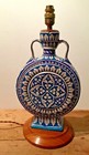 Vintage handbemalte Fayence Mond Kolben Lampe Iznik persischer islamischer Stil 18"