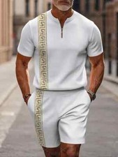 Short Sleeve Zipper Two-piece Set