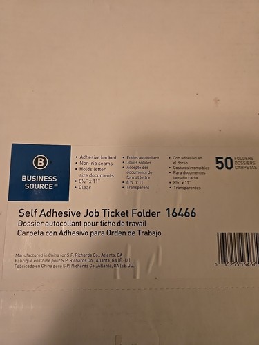 Business Source Self-Adhesive Job Ticket Holders, 50 per Box 8.5x11 (BSN16466) - Picture 2 of 3