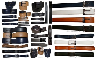 men's belt leather dress belt automatic lock men's casual leather belt up to 50''