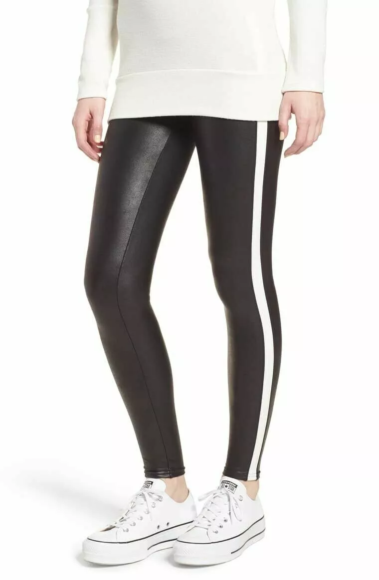 Spanx faux leather side stripe leggings sale