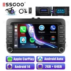 DAB+ Carplay 2+64G Car Stereo Android 14 GPS For VW Touran Golf 5 6 Passat Camera