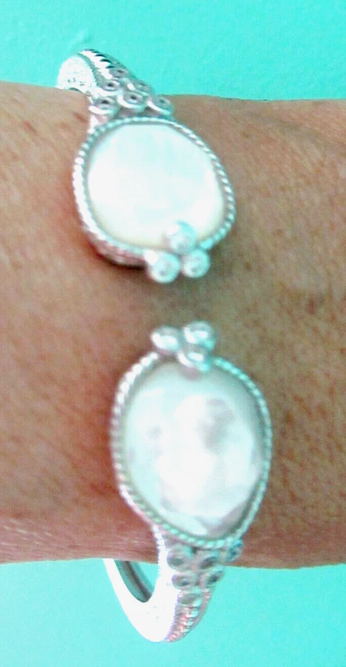 Nuevo brazalete Judith Ripka de plata esterlina mop y circonita cúbica Diamonique talla AVG JR caja* Foto 3 de 4