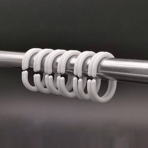 Convenient White Shower Curtain Rings Easy Slide No Rusting Pack of 12 eBay