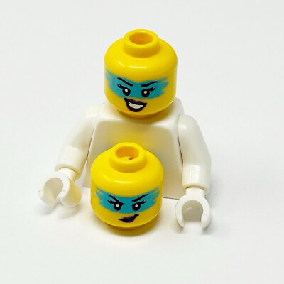 LEGO Minifigure Dual Head Azure Face Paint Lopsided Grin Smile Teeth 28621pb0325