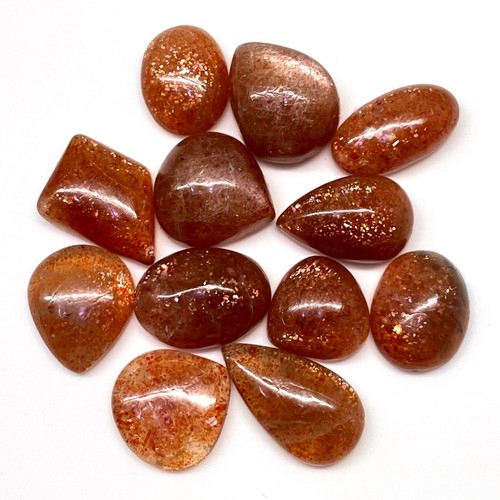 12 Stck. Natürlicher Orange Sonnenstein Glänzend Unbehandelt Cabochon Edelsteine Lot 13mm-20mm - Bild 3 von 9