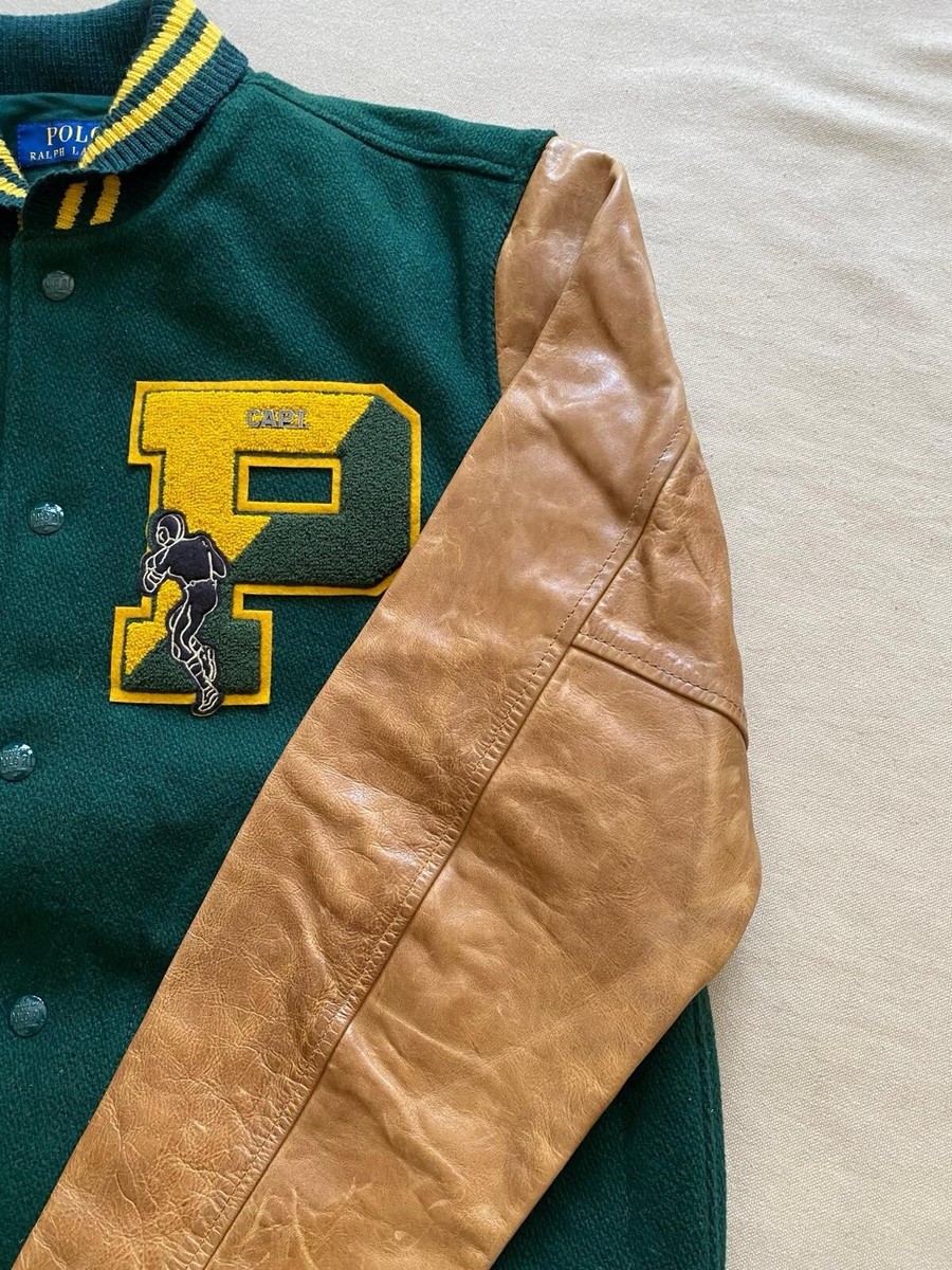 Polo Ralph Lauren RL Tigers Wool-Blend Leather Letterman Varsity