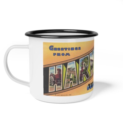 Harvey Ill Travel Camp Mug ~ Vintage Large Letter Illinois Postcard Design