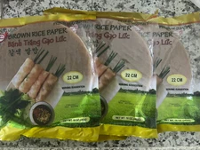 Banh Trang Gao Luc/ Brown Rice Paper 10oz- round 22cm / Pack Of 3