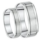 His & Hers Titanium Square Matt and Polished Wedding Bands 5&7mm Rings