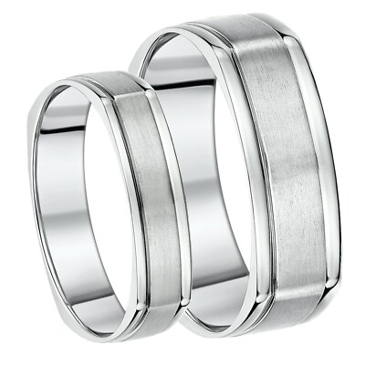 His & Hers Titan Quadrat Matt und Poliert Eheringe 5 & 7 mm Ringe