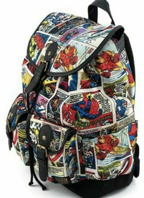 NEW Loungefly X Marvel Comic Strip Nylon Slouch backpack  display picture 1