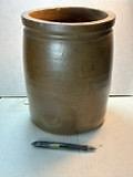 ANTIQUE 1 I/2 GALLON EJ MILLER ALEXA CROCK GOOD CONDITION WITH CRACKS - Picture 1 of 1