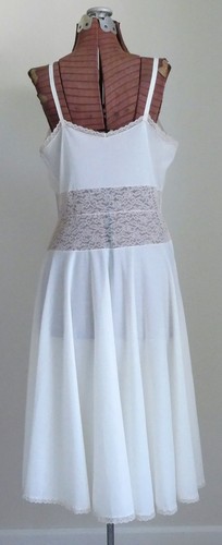 Vintage 50s 60s Gotham Gold Stripe Nylon & Lace Nightgown Slip Dress Full Skirt - Picture 6 of 9