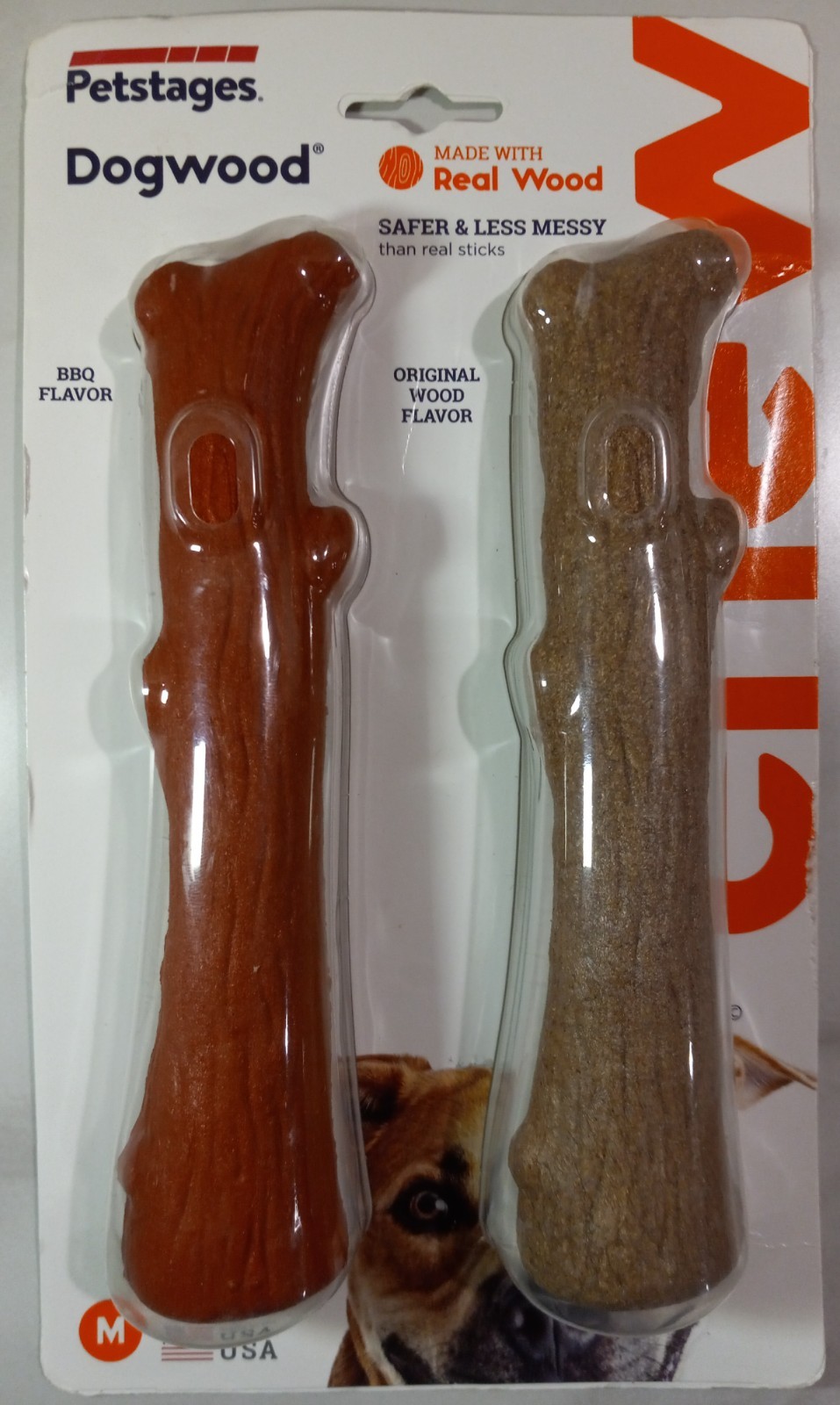 Petstages 2-Pack Durable Real Wood & BBQ Flavored Chew Toy M