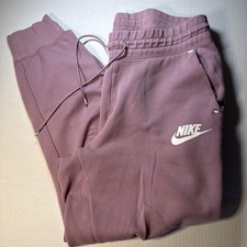 Nike Women  s Tech Fleece Joggers Mauve Med White Zip Pocket Logo SOFT