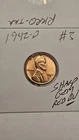 wheat penny 1942D  RED BU CENT 1942-D LINCOLN CENT LOT #3 GEM UNC RED LUSTER