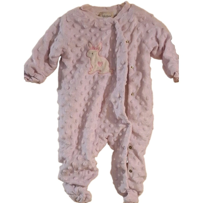 Kyle & Deena Pink Fleece Footed One-Piece Sleeper Snap Closure Bunny 3-6M