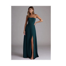 Azazie Green Chiffon Strapless Sleeveless Floor Length Bridesmaid Dress Size A6