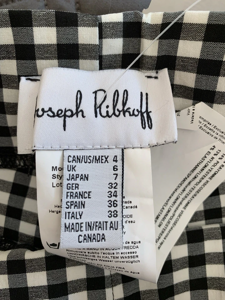 Pantalón al tobillo Joseph Ribkoff nuevo con etiquetas a cuadros para mujer talla 4 elástico NUEVO #079 Foto 4 de 4