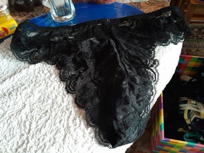 Damen Tanga Slip schwarz Spitze