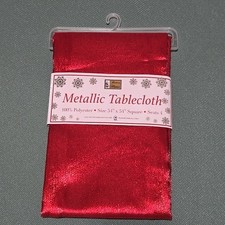 Christmas Red Table Cloth 100 Polyester Square 54"x54" Metallic