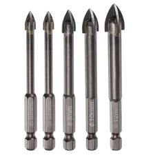 5pcs Titanium Masonry Drill Bit Set 6mm to 12mm Triangle Drill Bit w Hex Shank