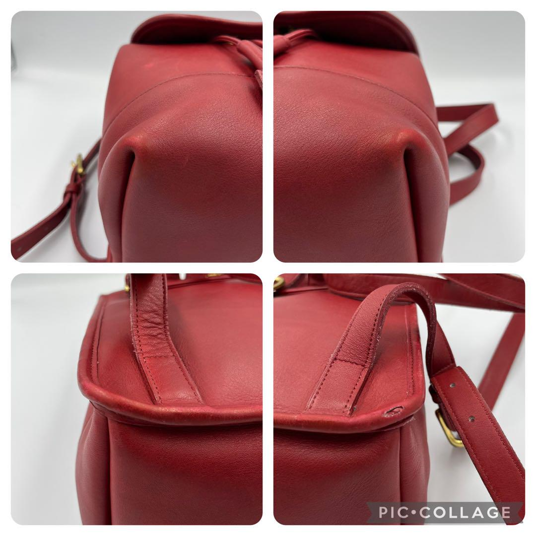 Vintage COACH 9960 red Leather Backpack Turnlock Drawstring