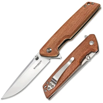 BÖKER MAGNUM Slim Brother Wood Taschenmesser 440A Holzgriff Clip Braun 01MB723 - Bild 1 von 4