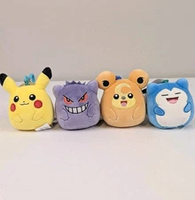 Squishmallow Pokemon Clip Set 4 Total Pikachu Snorlax Gengar Teddiursa NWT 2025